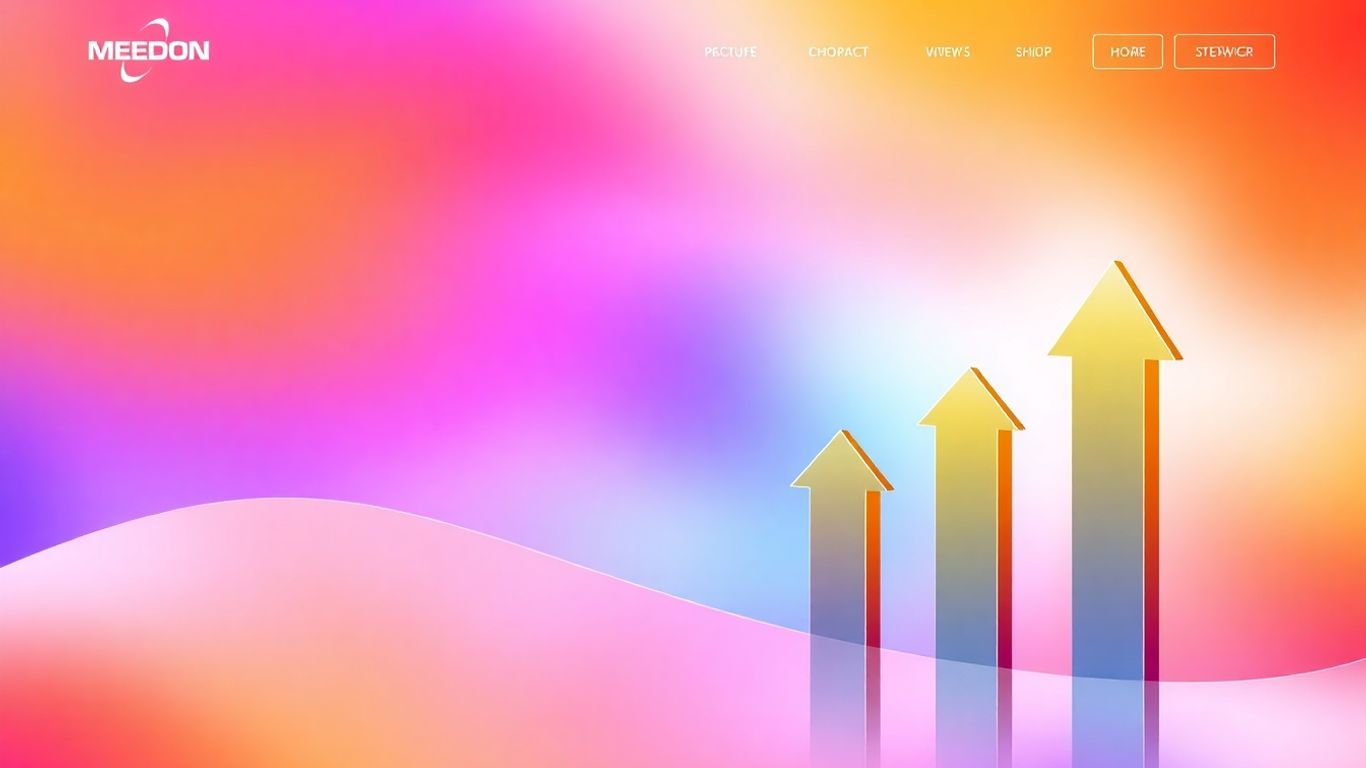 Website interface with upward arrows indicating growth