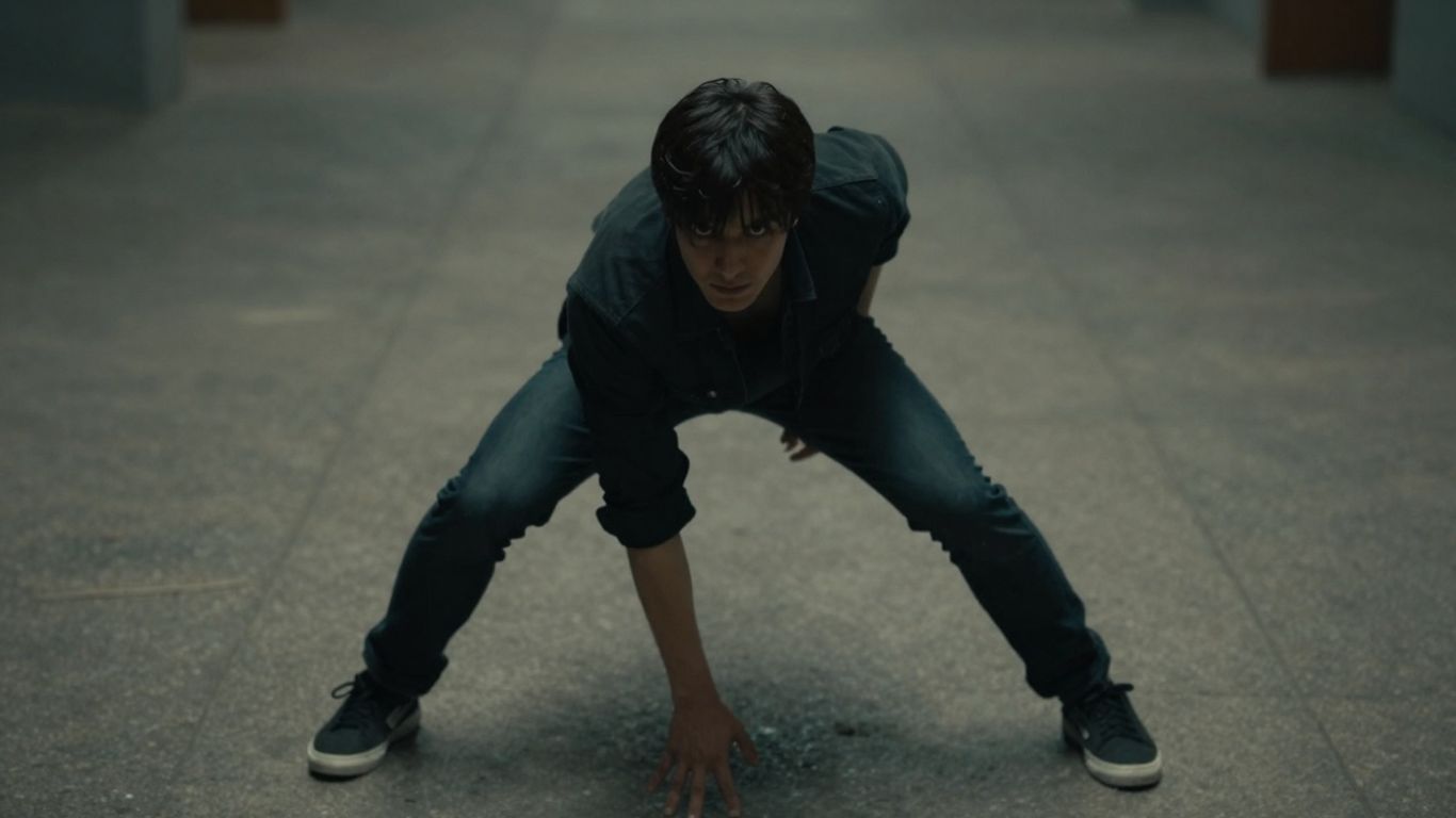 Cinematic still with leading lines and shallow depth of field.