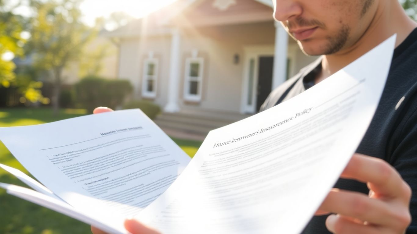 Persona revisando póliza de seguro de hogar con atención.
