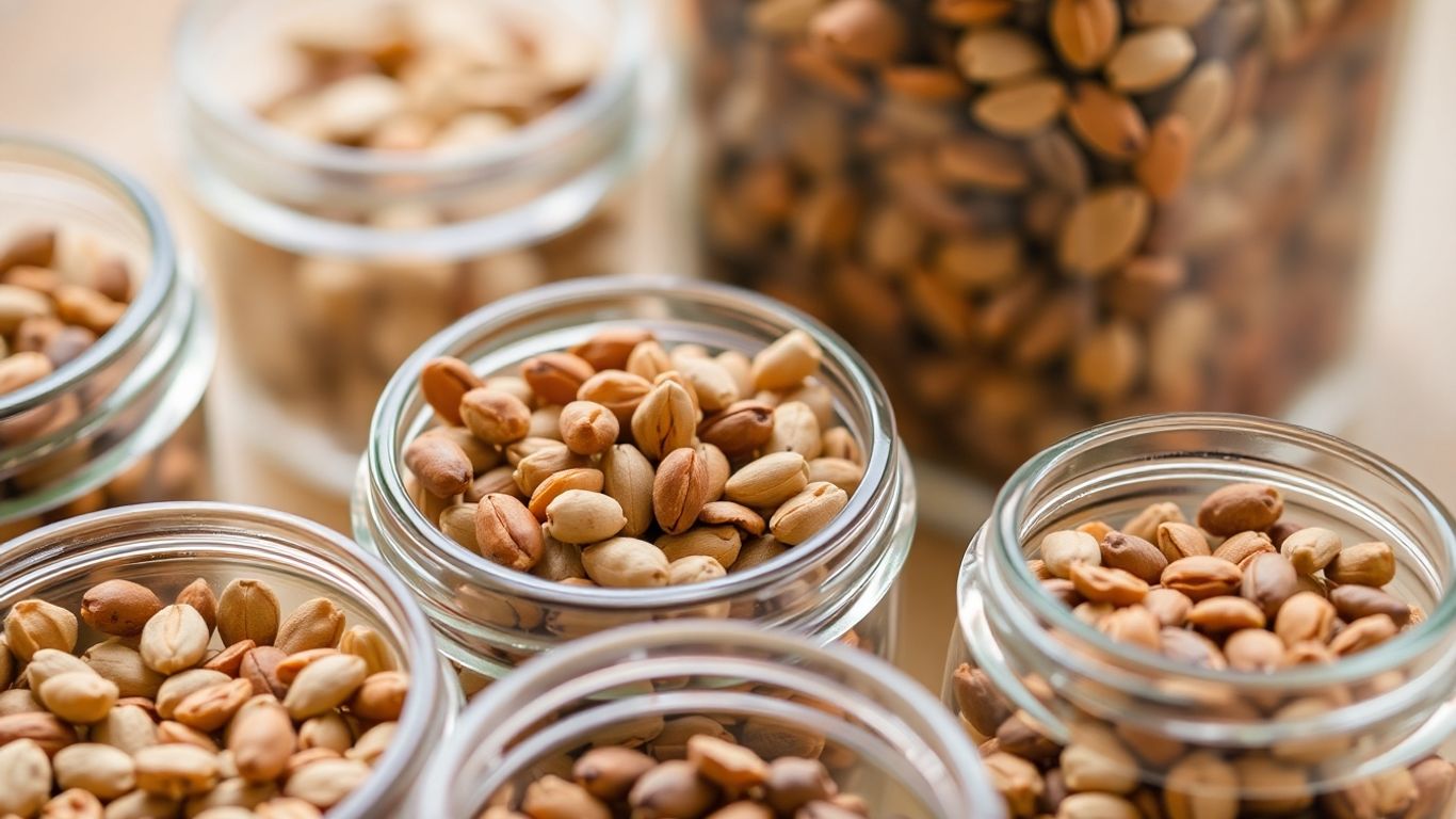 Samen in Gläsern gelagert