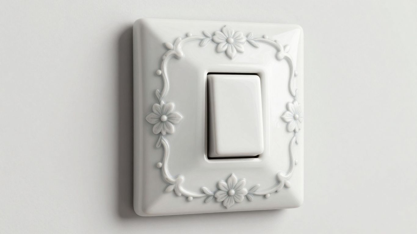Elegante cubierta de interruptor de luz de porcelana con diseño floral.