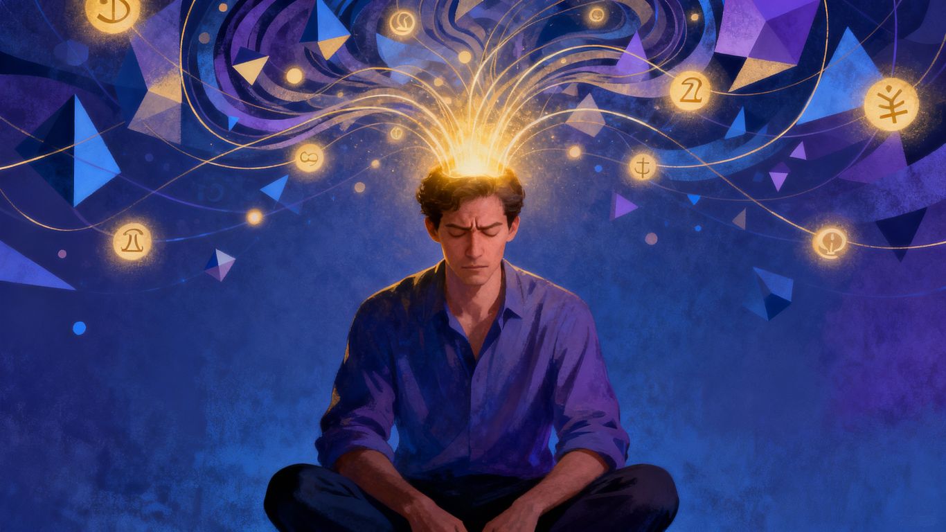 Man thinking, abstract concepts, understanding.