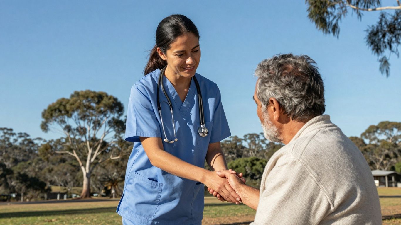 Nurse helping patient in Australia
