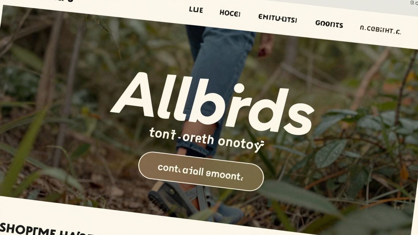 Allbirds contact page design with natural imagery and minimalist aesthetic.