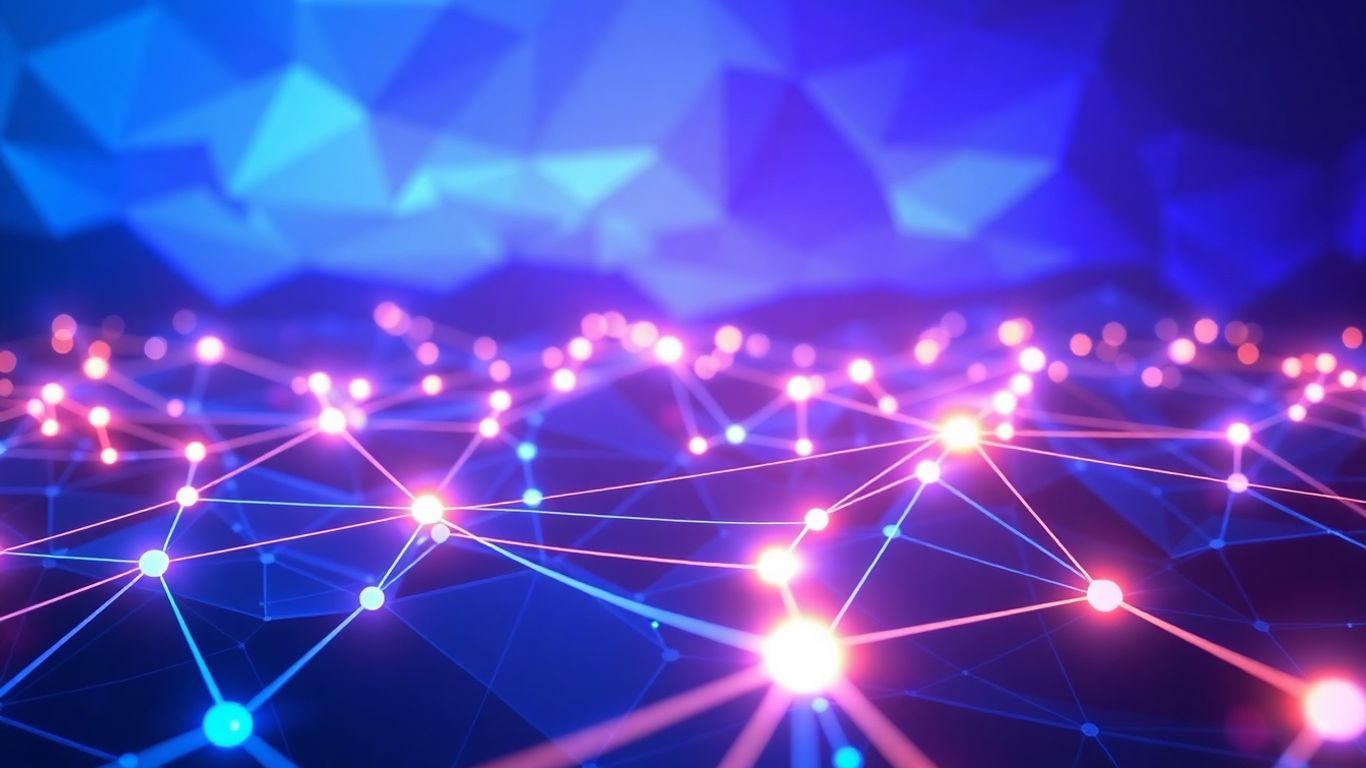 Digital network nodes and glowing lines