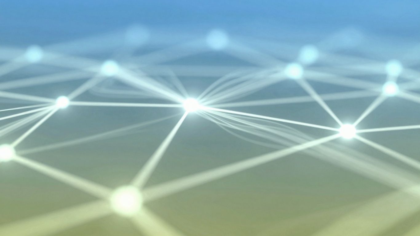 Abstract digital pathways and glowing nodes