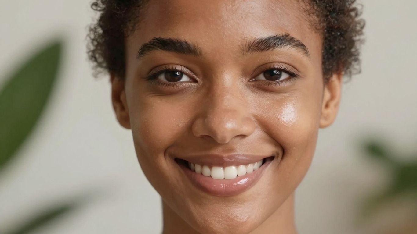 Woman with radiant skin, healthy glow, natural light.