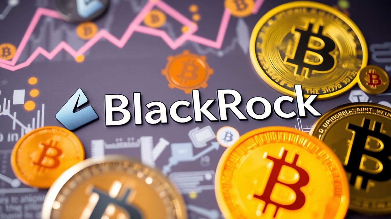 BlackRock logo with digital currency elements