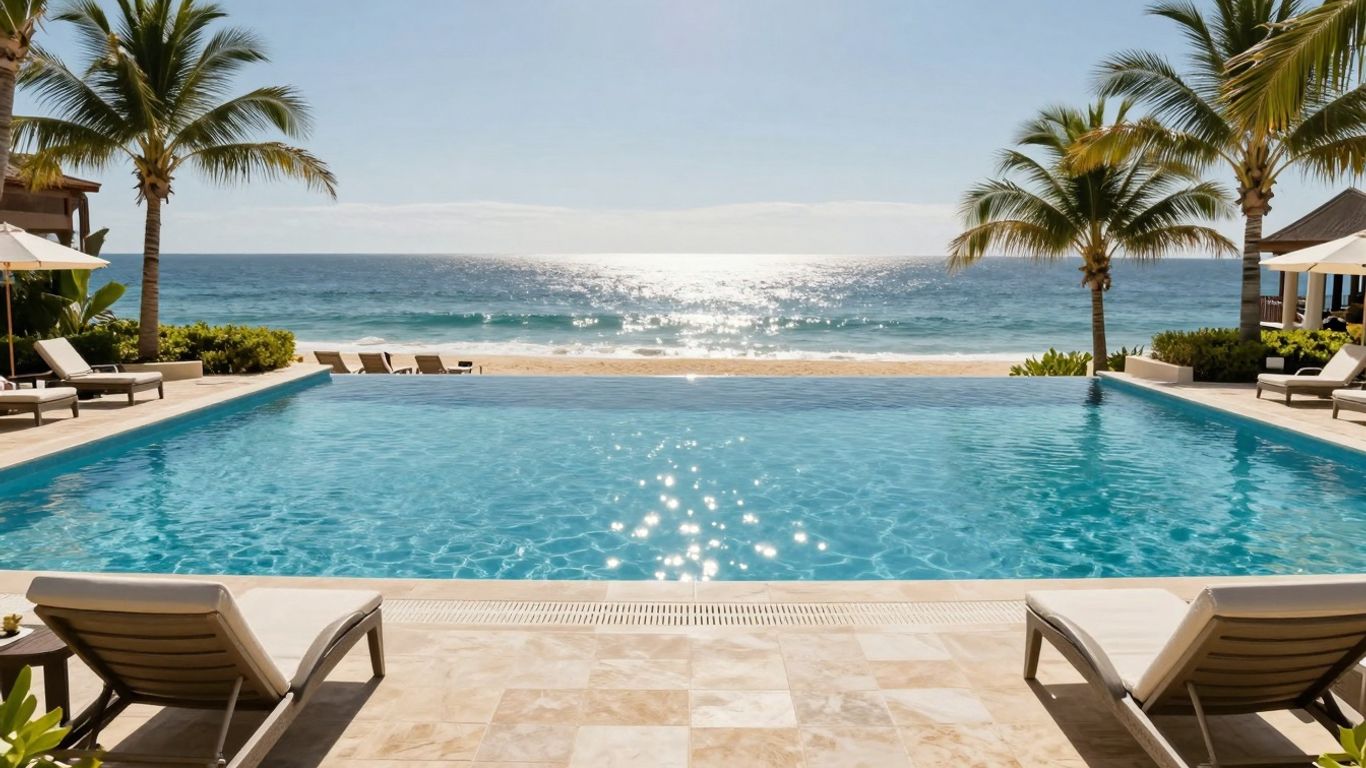 Infinity pool overlooking the ocean at a Cabo resort.