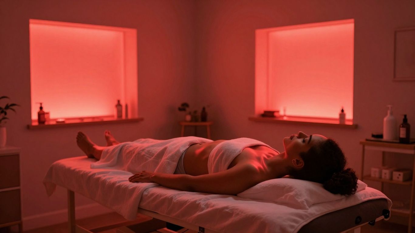Red light therapy session in a wellness center.