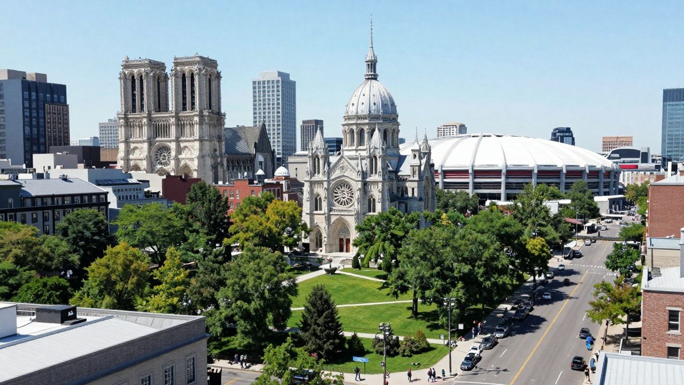 Montreal cityscape with landmarks and parks
