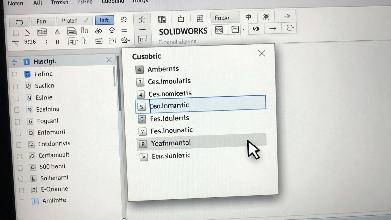 Customizing the SOLIDWORKS interface on a computer screen.