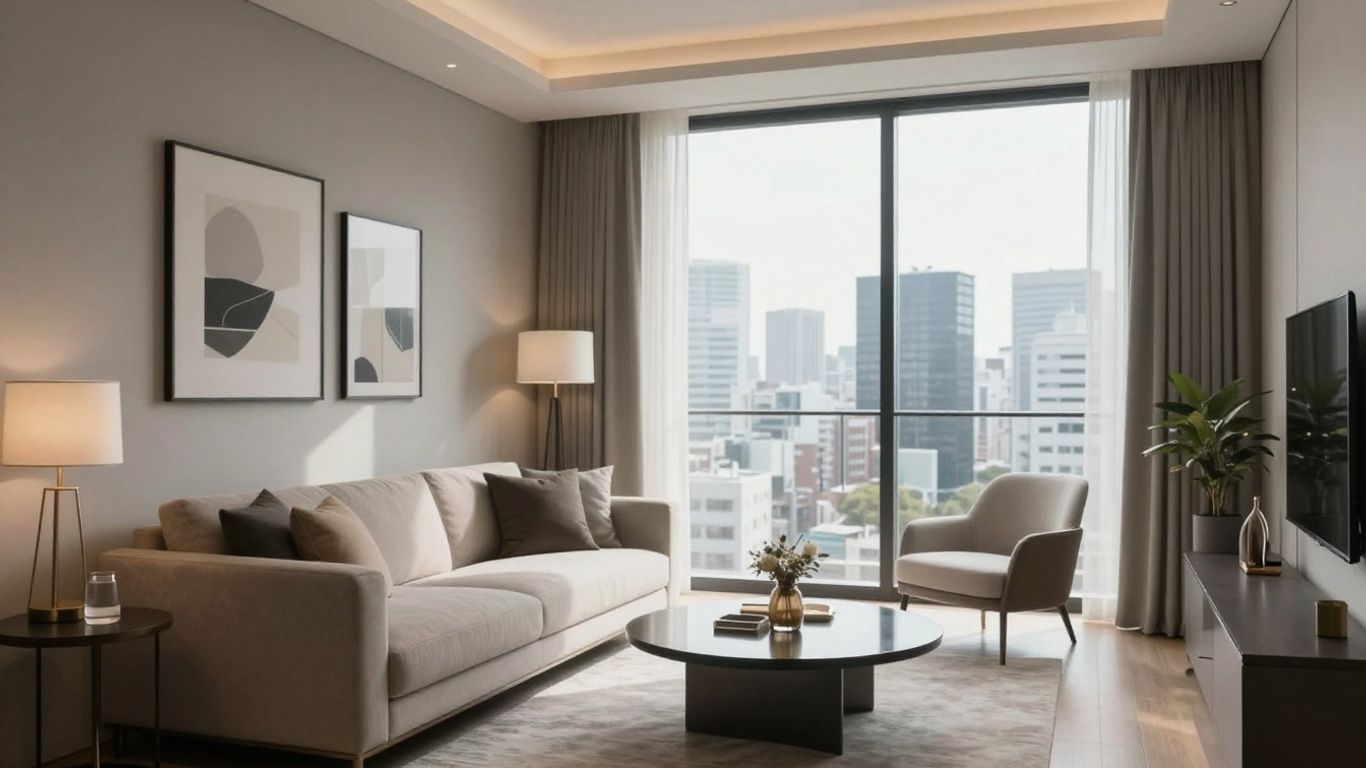 Modern Tokyo apartment with city view.