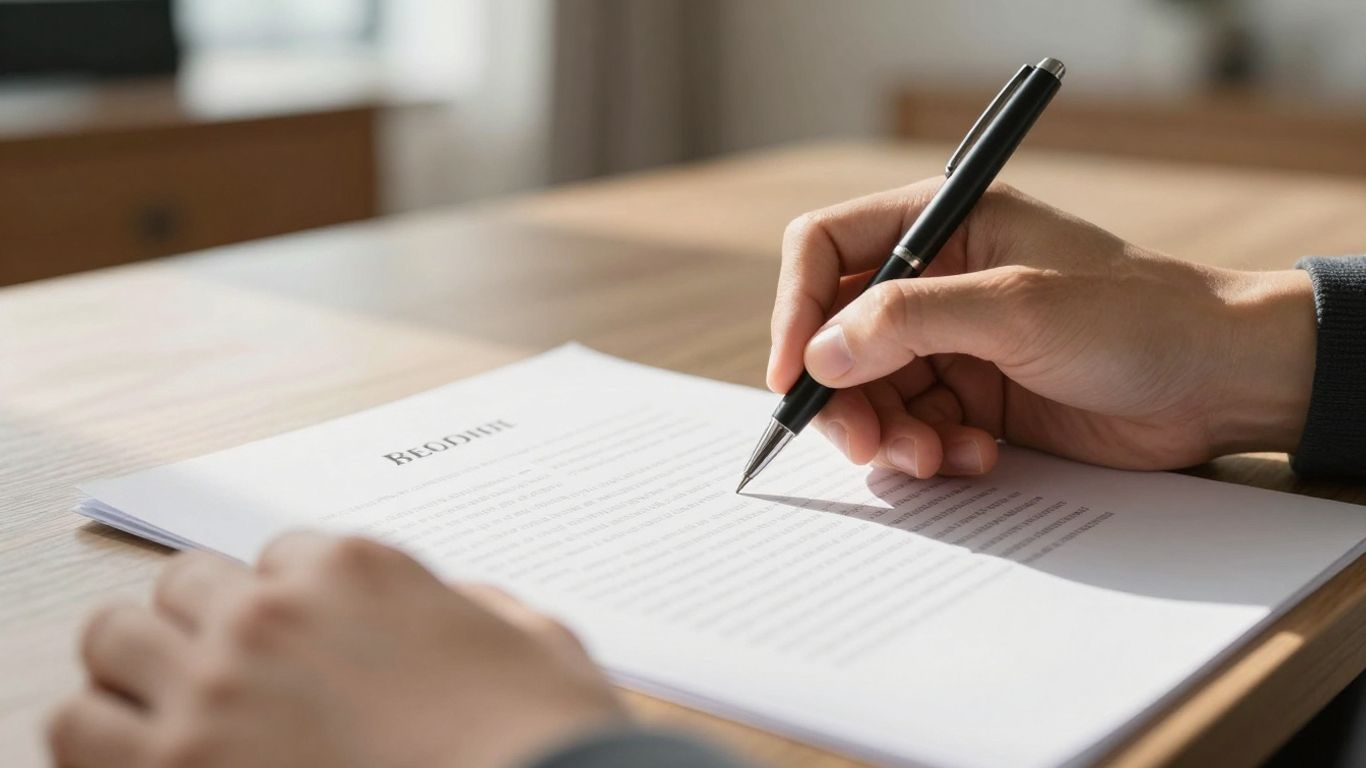 Signing a rental agreement document