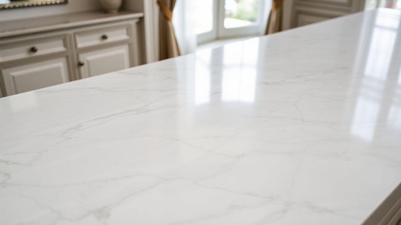 Polished white onyx countertop with subtle veining.