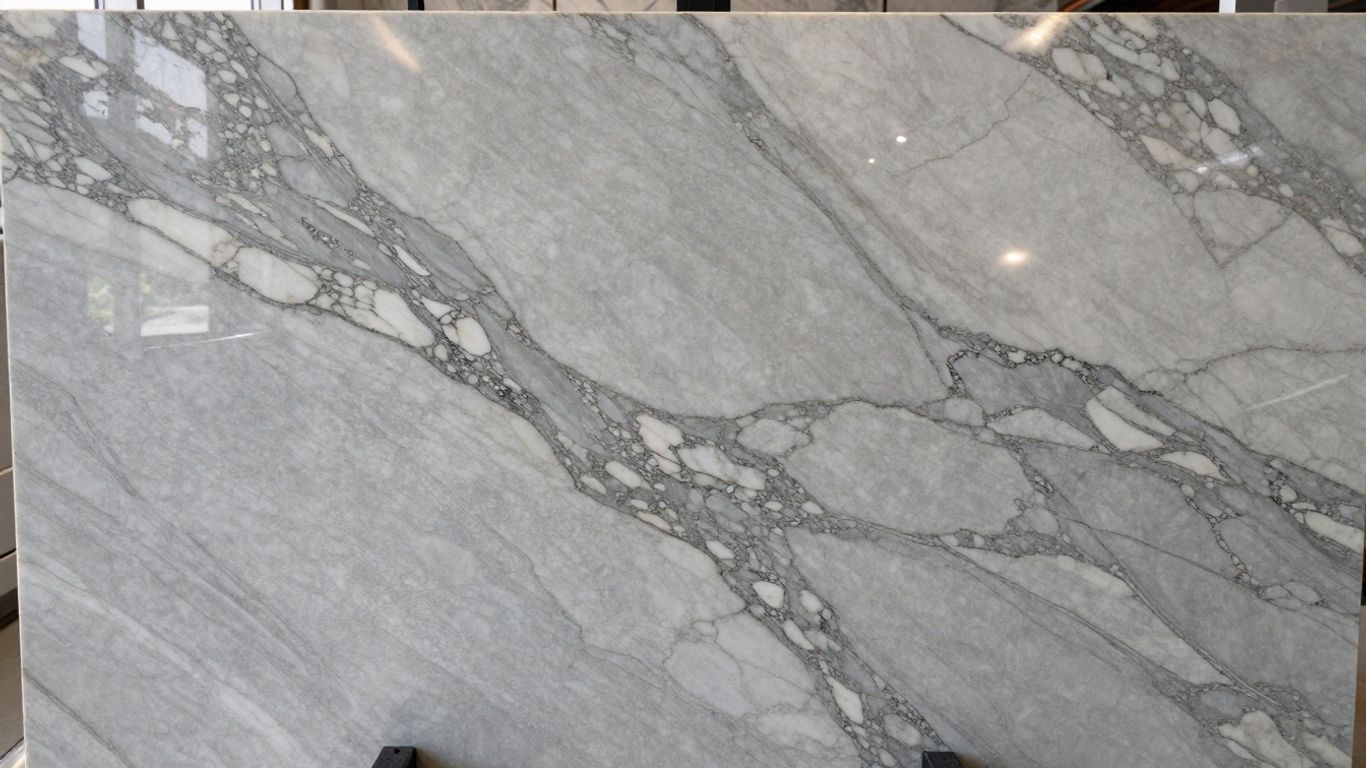 Marble slabs with veining