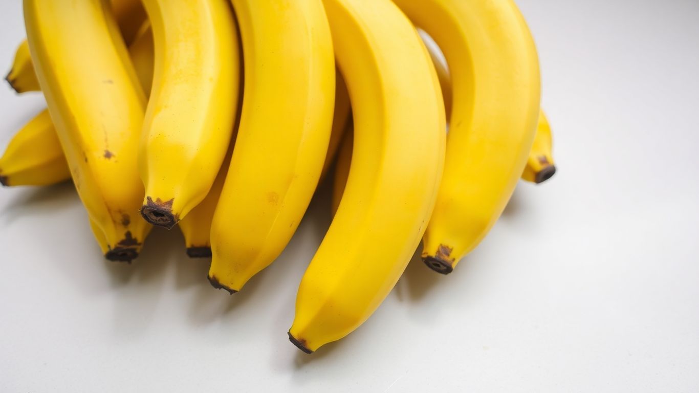 Ripe bananas on a clean surface.