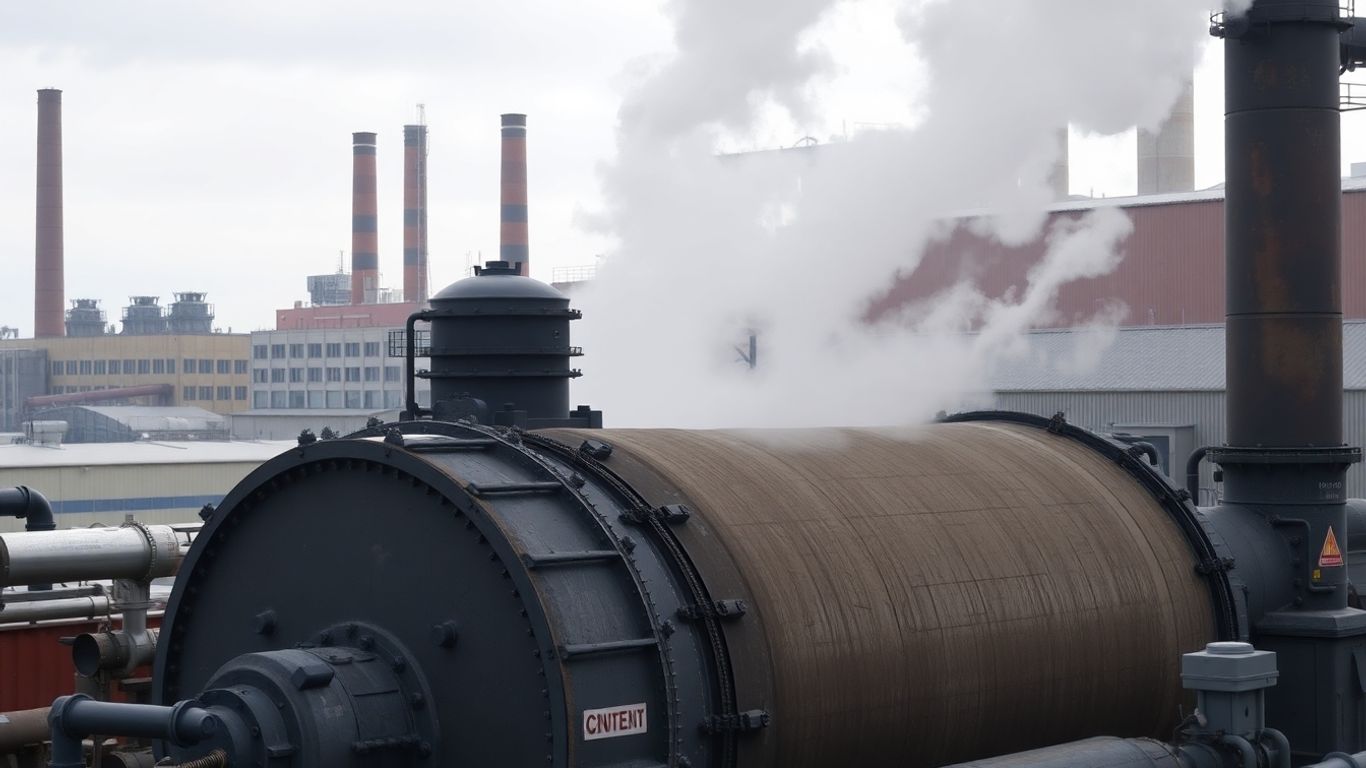 Industrial boiler operating with steam