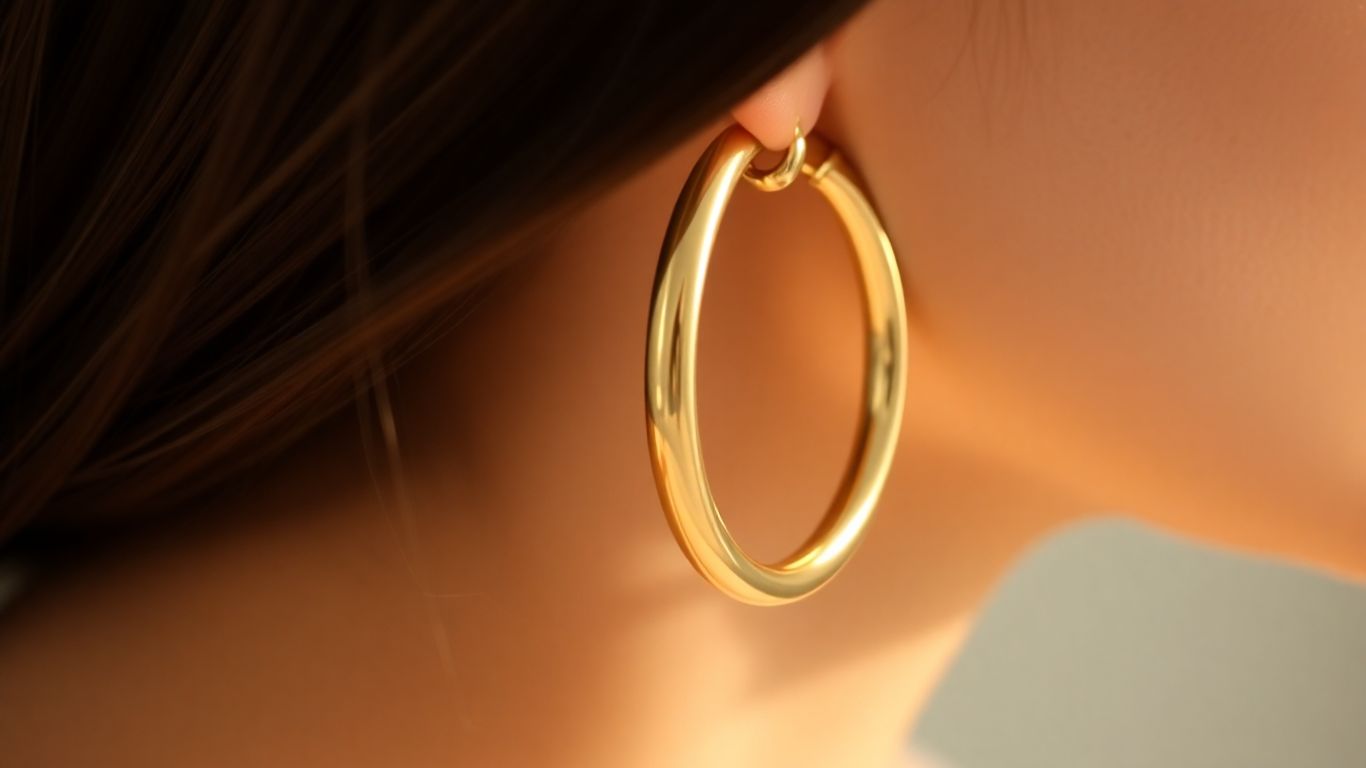 Classic gold hoop earrings on an ear