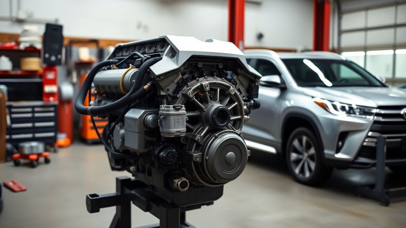 Toyota Kluger engine in professional workshop setting