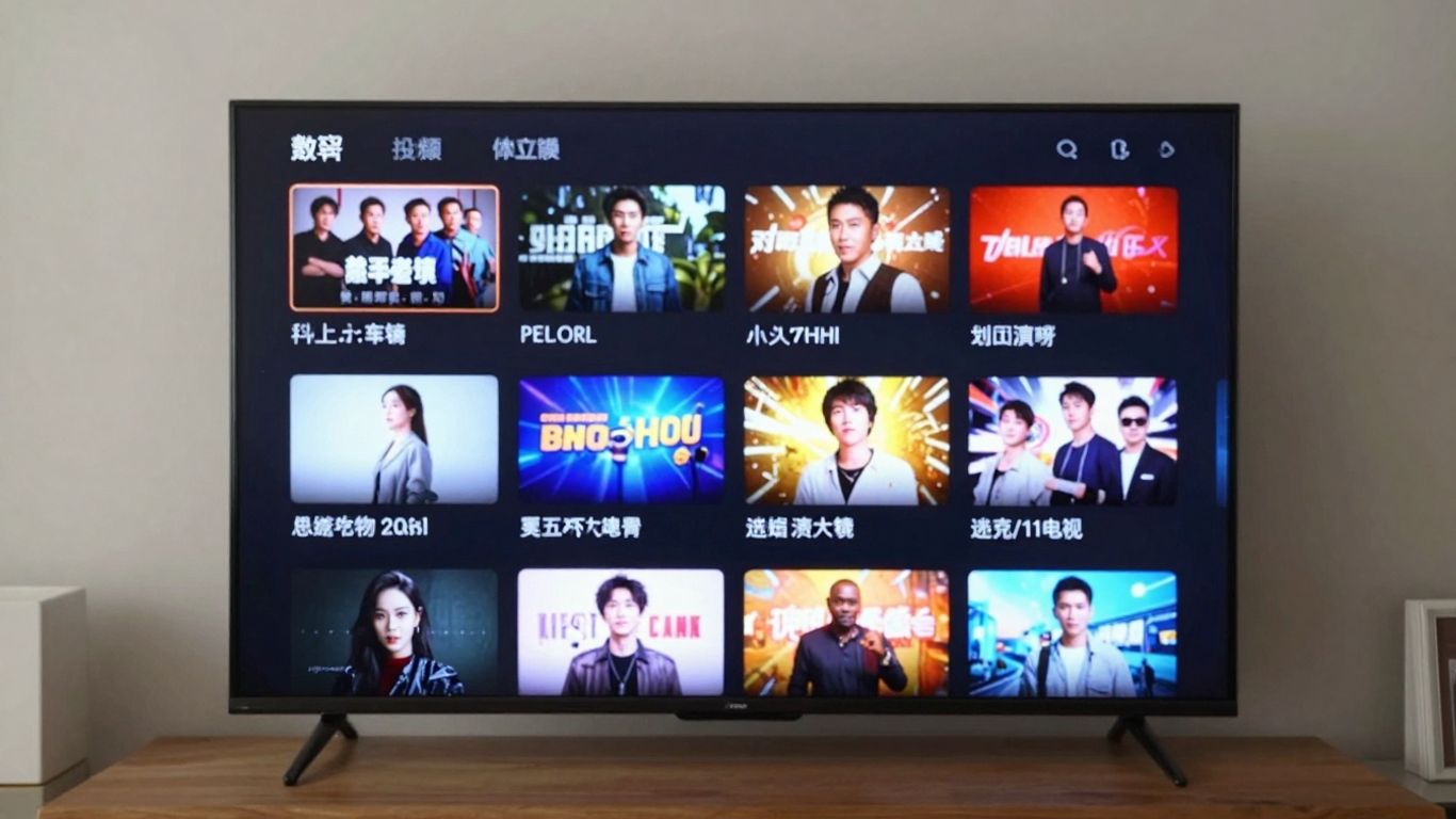 HD TV screen with vibrant entertainment streams