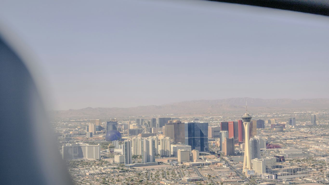 A view of a city from a plane window