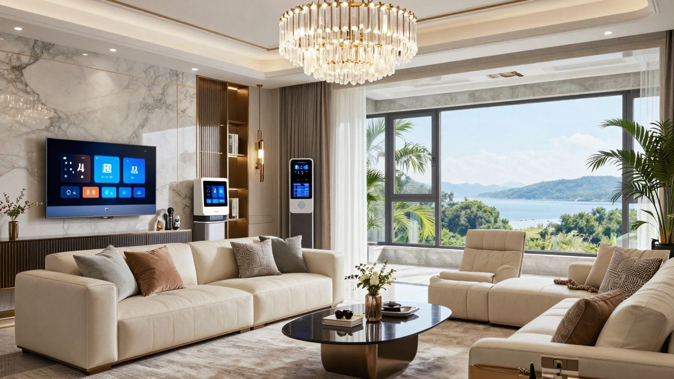 Interior luxos cu elemente eco și smart home.