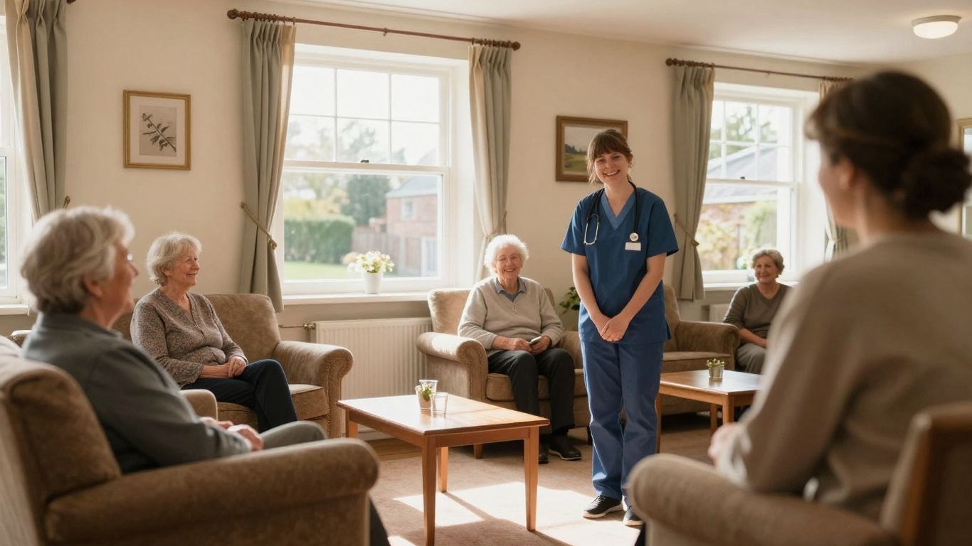 Care home in Scotland with sunlight and caregivers