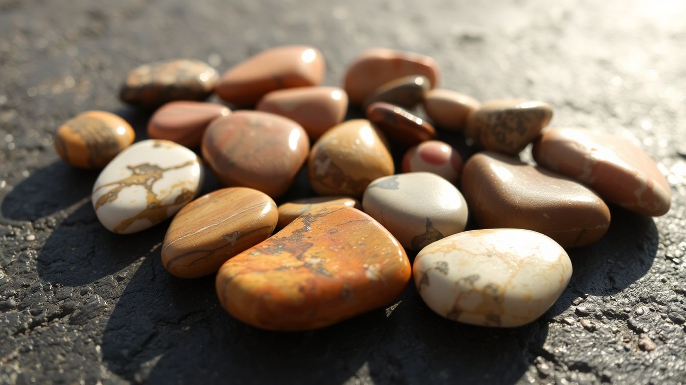 Polished jasper stones with natural patterns.