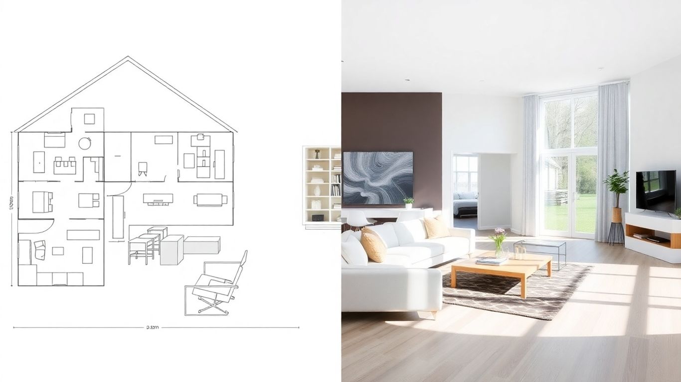 Renovare casa, recompartimentare spatiu interior, design modern.