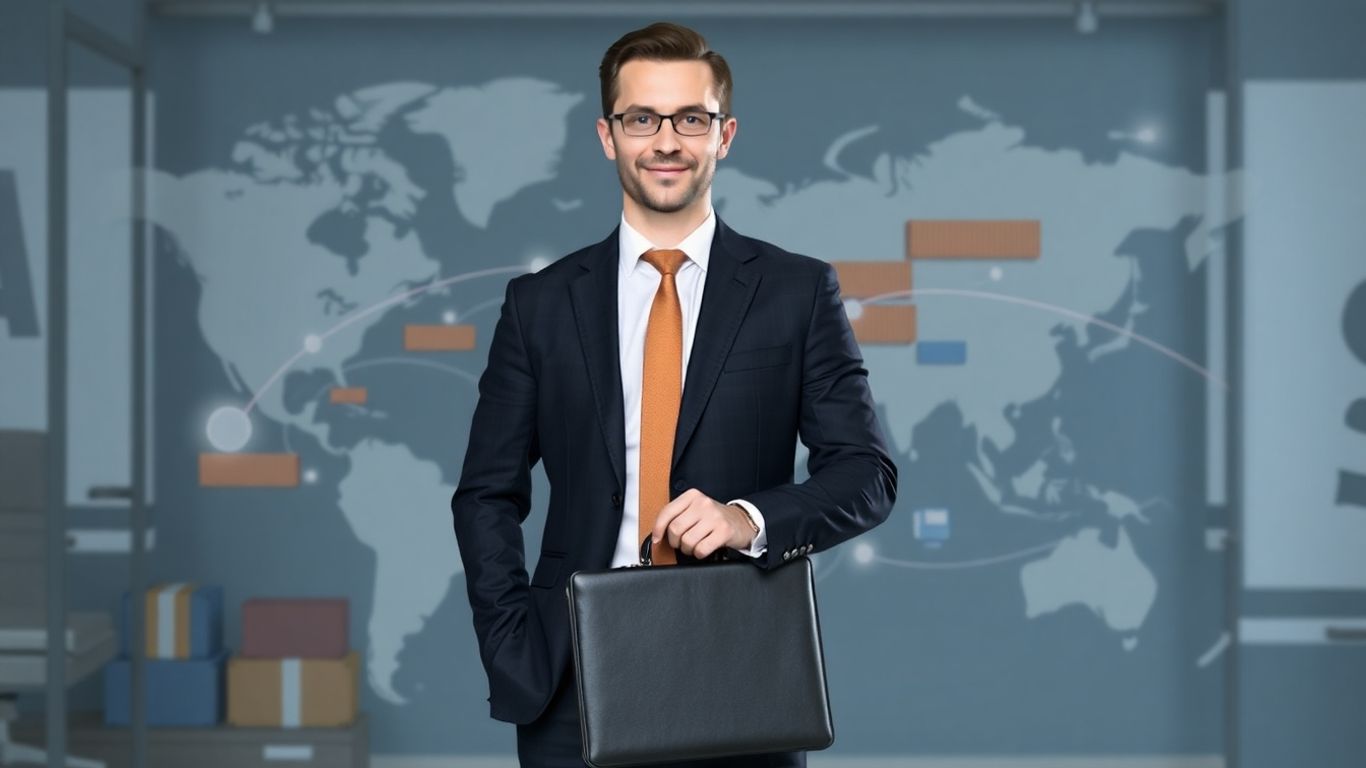 Freight broker career growth and logistics map.