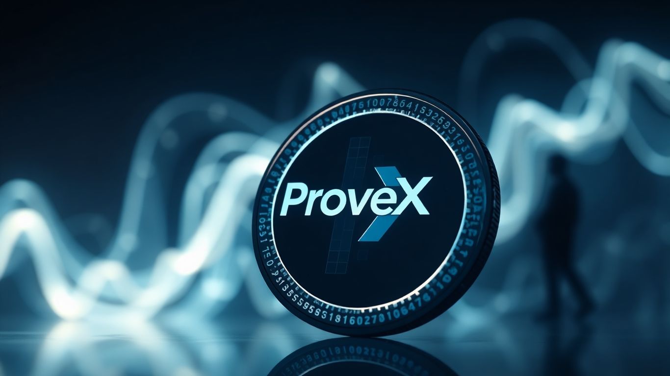 ProveX coin with Richard Heart's likeness, digital currency concept.
