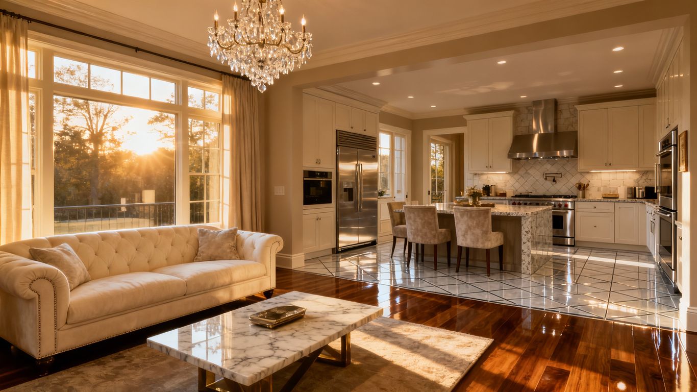 Beautiful hardwood and tile flooring in a modern home.