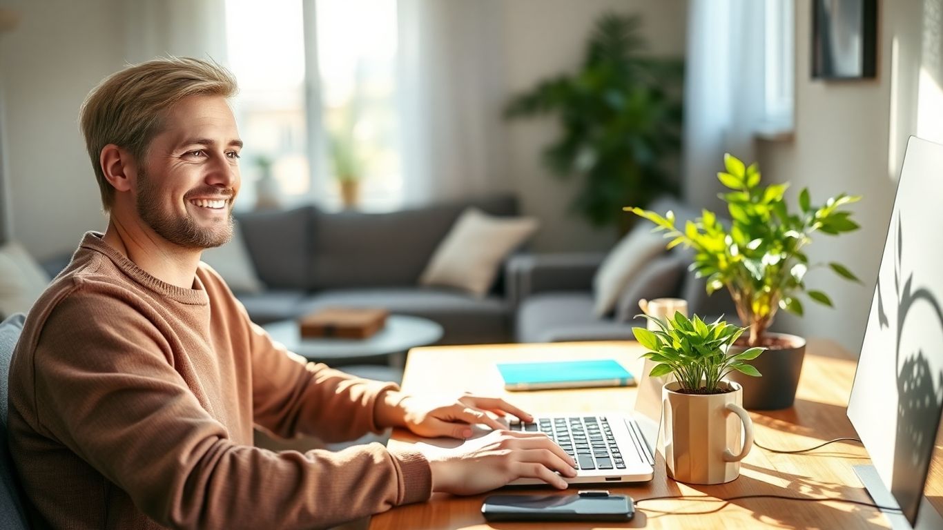 Person earning money from home with a hobby.