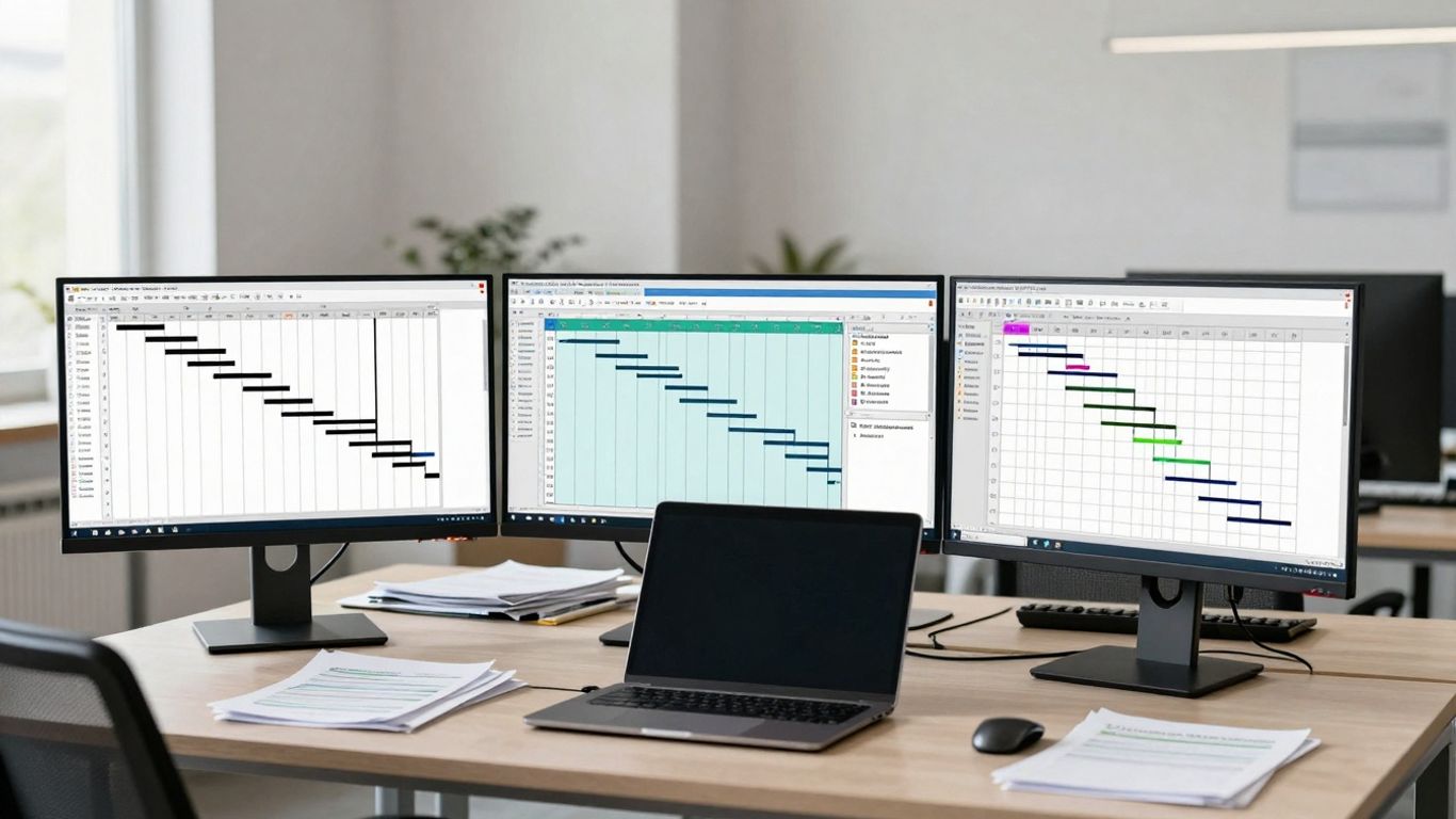 Software de gestión de proyectos Primavera en pantalla de ordenador.