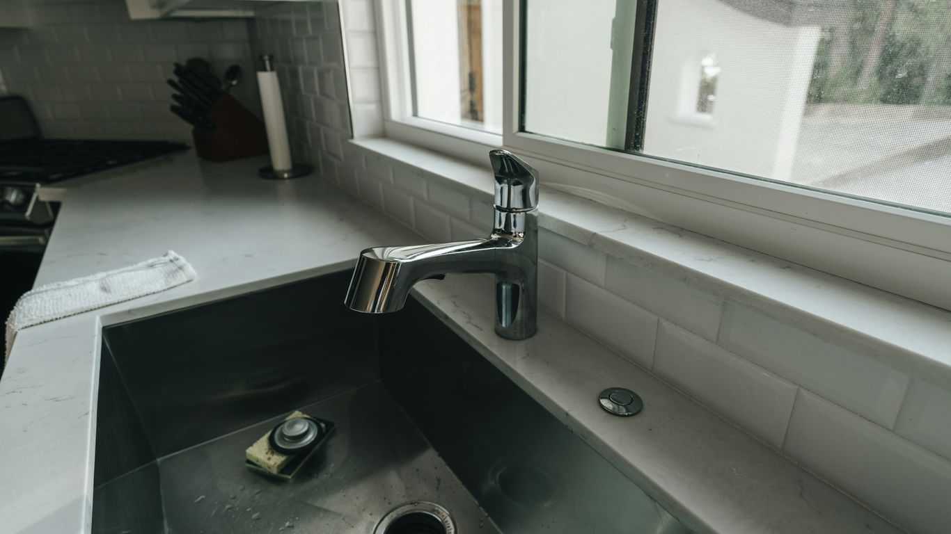 a sink with a faucet