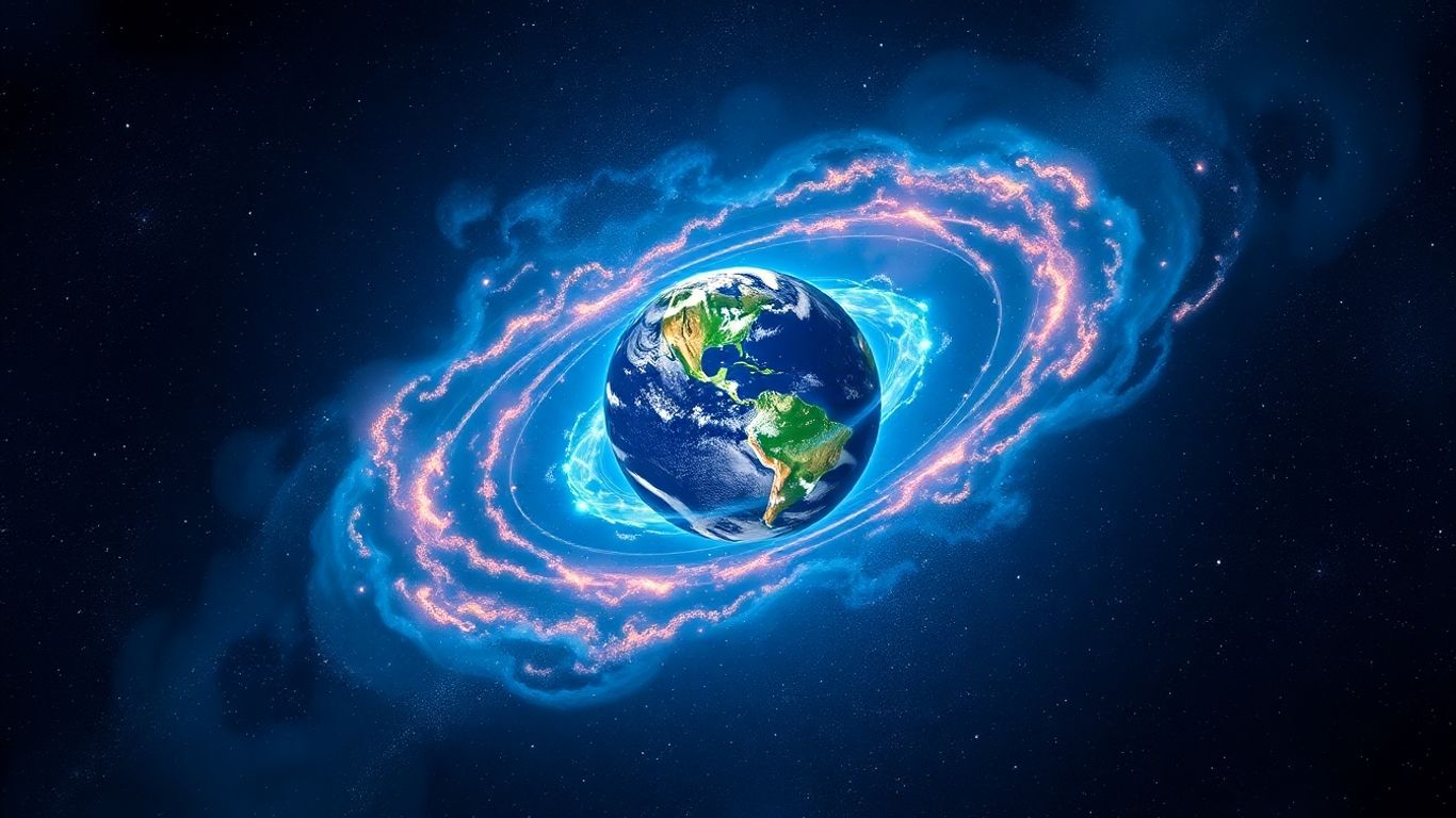 Cosmic nebula with Earth at its center.