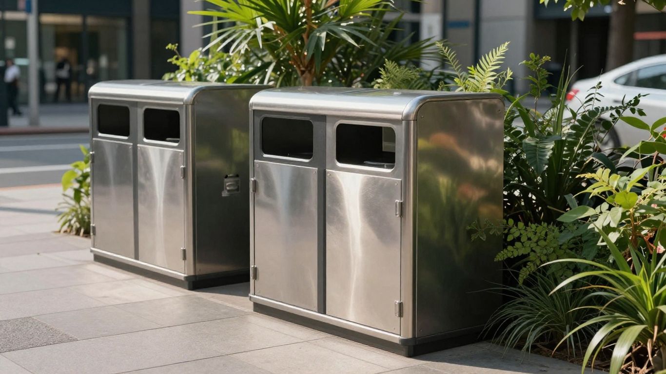 Module de colectare deșeuri urbane moderne și durabile.