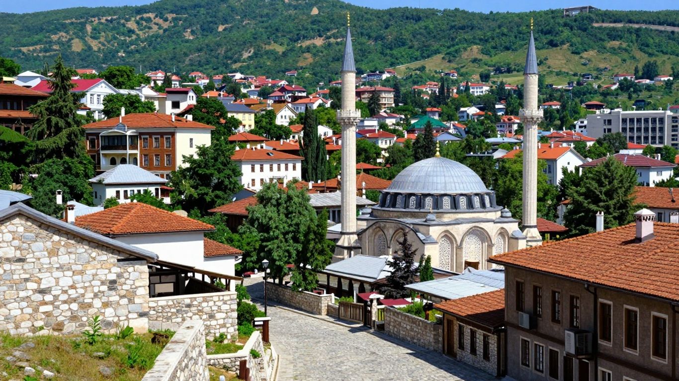 Sarajevo cityscape with mosques and hills