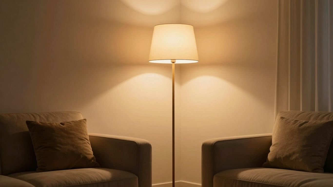 Stilvolle Stehlampe im gemütlichen Wohnzimmer