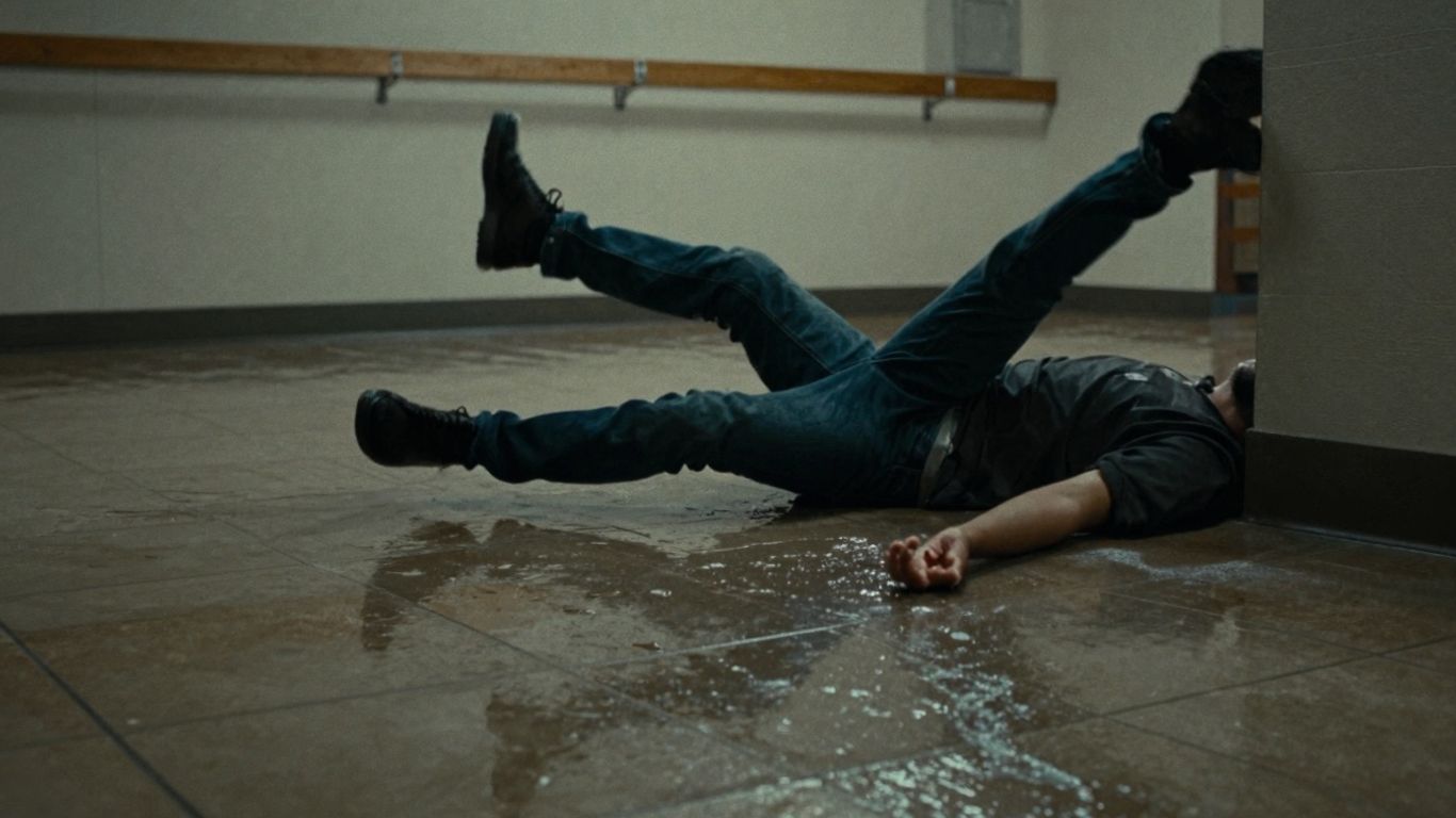 Person falling on a wet floor in Savannah.