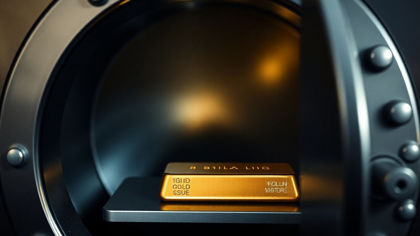 Cofre de banco com barras de ouro.
