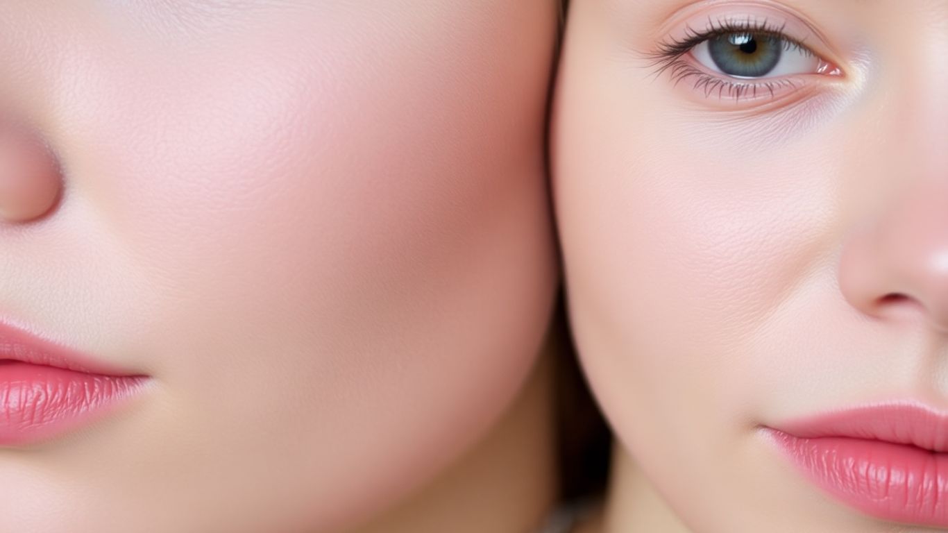 Face with improved even skin tone and brighter complexion.