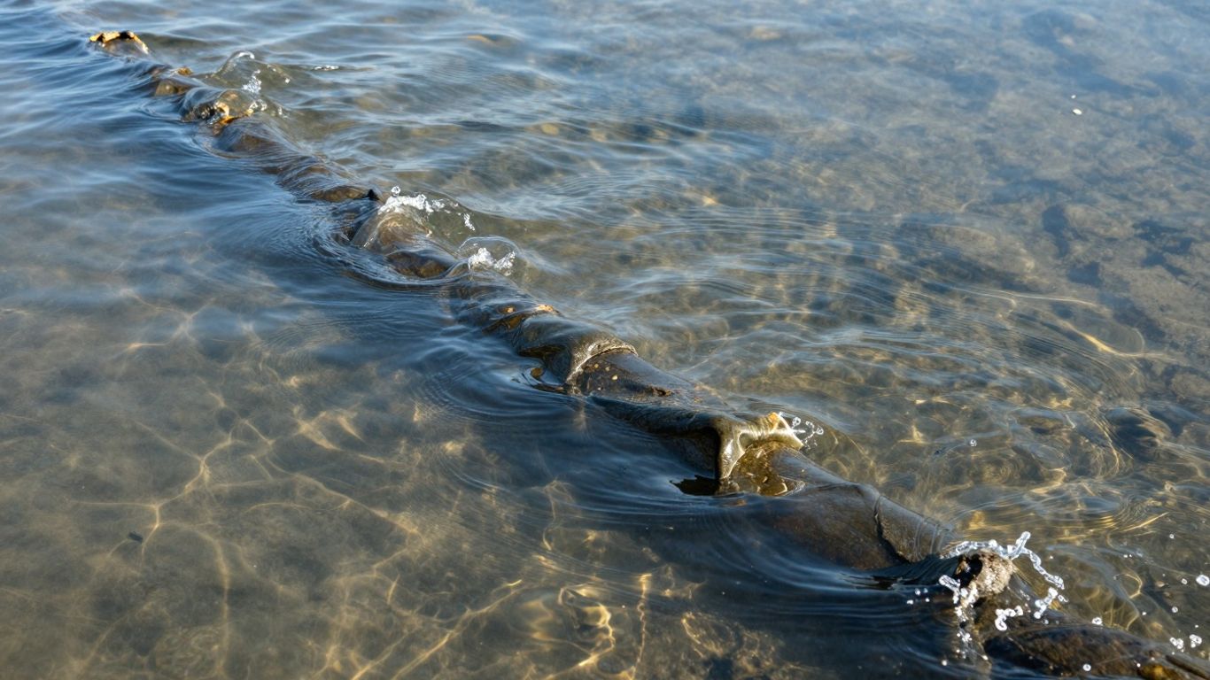 Protective seal beneath clear water, ensuring safety.
