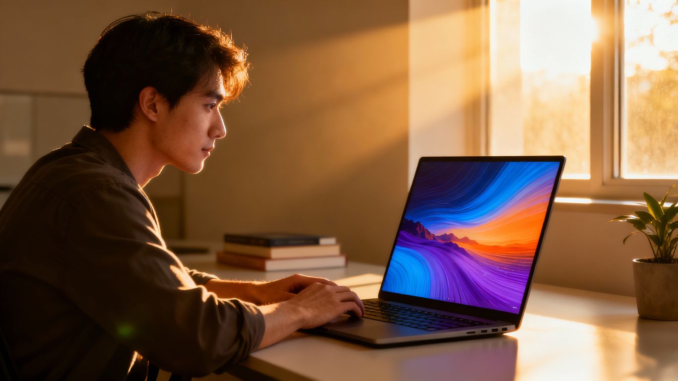 Person learning digital marketing on a laptop.