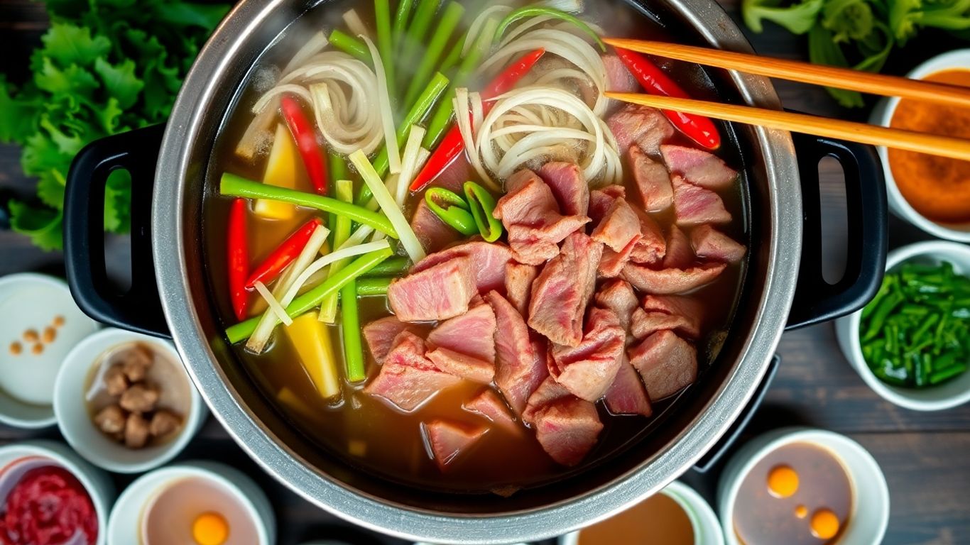 ชาบูฮาลาลในกรุงเทพฯ พร้อมผักสดและน้ำจิ้ม