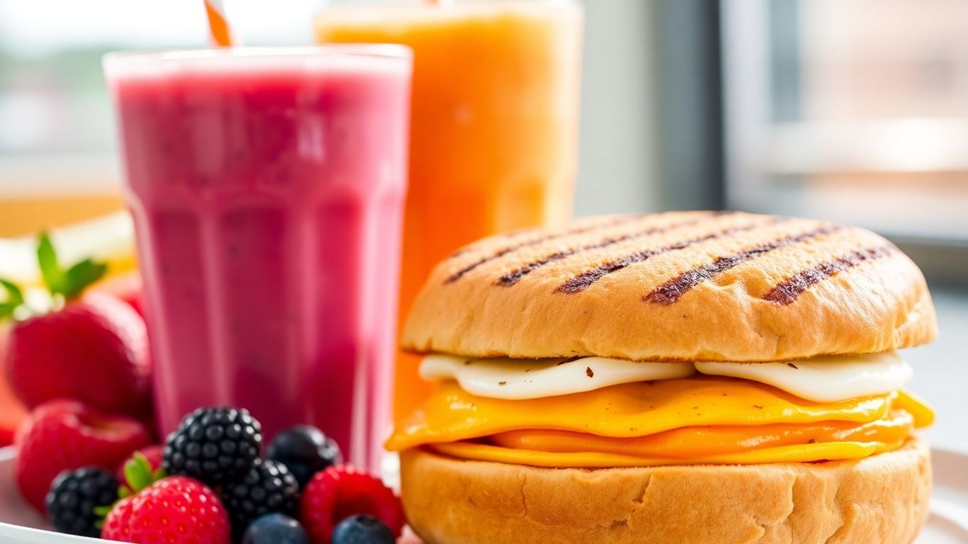 Dunkin' Donuts healthy breakfast options and smoothie.