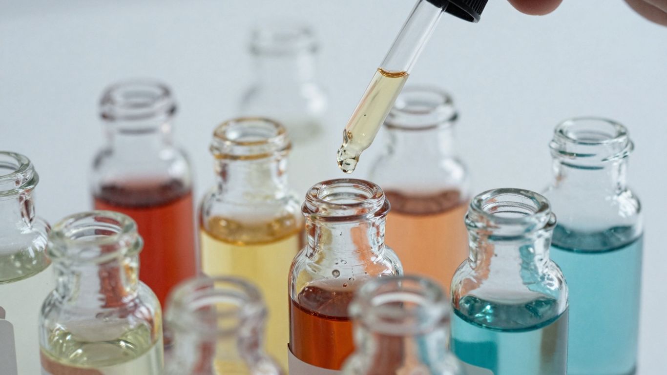 Flaschen mit Aromen und Tropfern für Liquids