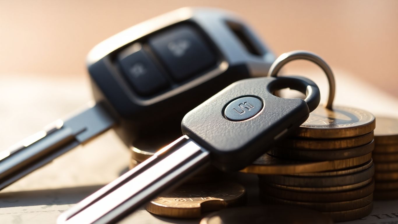 Car key on coins