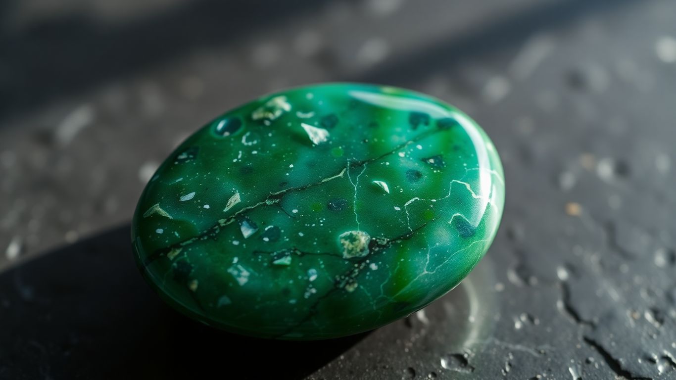 Polished variscite stone with green and blue patterns.